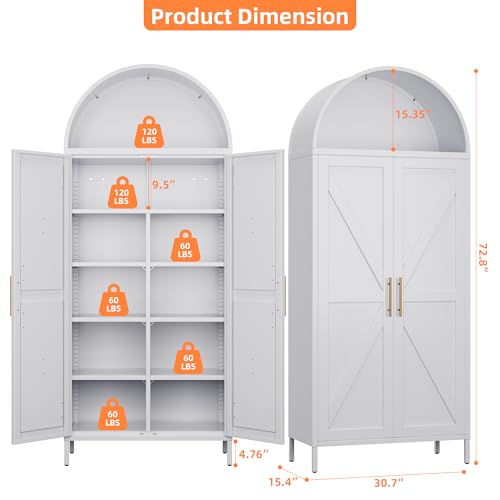 72.8 in Metal Arched Pantry Cabinet