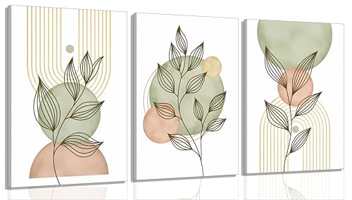 3Pcs Framed Sage Green Boho Canvas Wall Art (3 Count)
