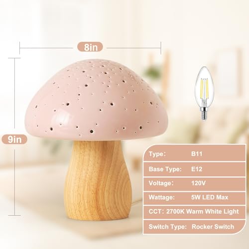 Mushroom Lamp Ceramic Bedside Table Lamp