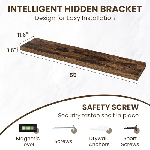 55 Inch Floating Shelves for Wall
