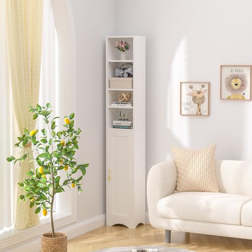 Narrow Bookcase with 6 Adjustable Shelves