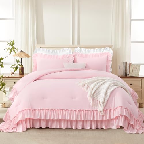 Pink Ruffle California King Comforter Set