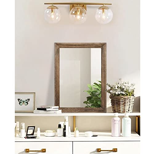 Rustic Wood Mirror Rectangle Decorative Wall Mirrors with Frame