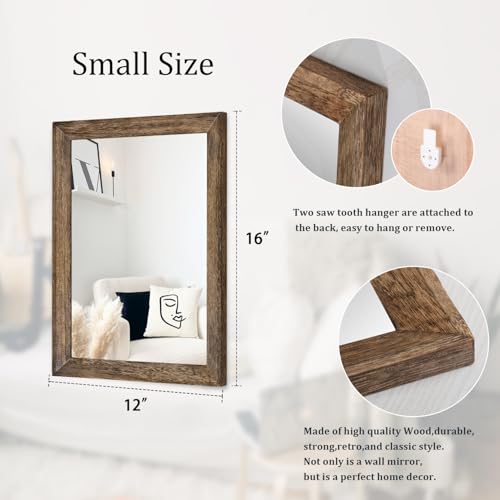 Rustic Wood Mirror Rectangle Decorative Wall Mirrors with Frame