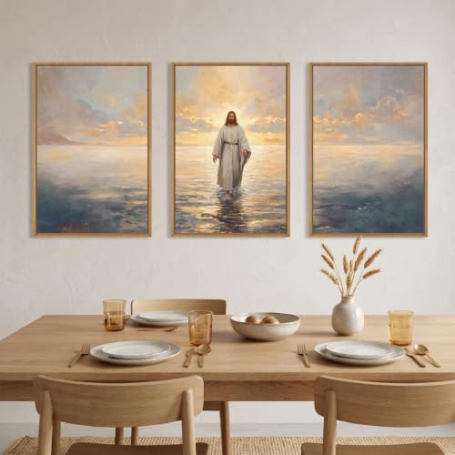 Large Jesus Christian Framed Canvas Wall Art Set