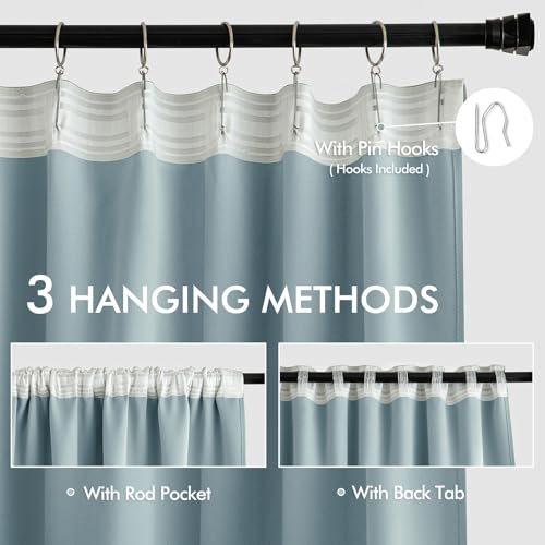 Slate Blue Back Tab Blackout Curtains 52x120 Inch Long 2 Panels Set (2 Count)