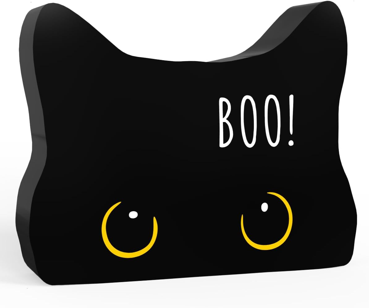 Black Cat Decor Halloween Cat Bathroom Decor Boo Funny Bathroom Acrylic Decors Sign Cat for Home Bathrooms Cats Lover Gifts For Women Men Halloween Christmas decorativesignage1
