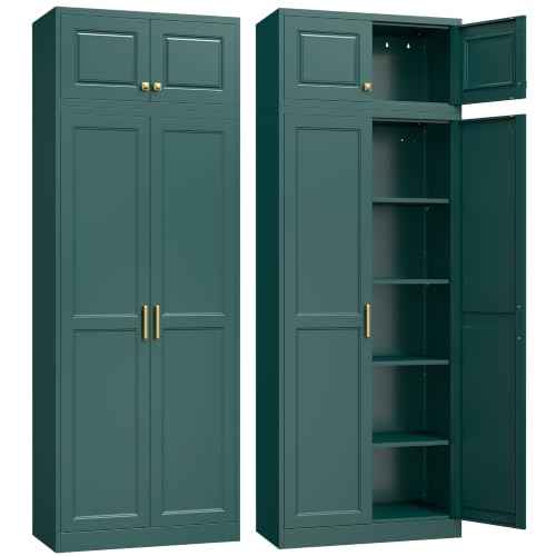 86"Metal Pantry Storage Cabinet with Doors & 4 Adjustable Shelves