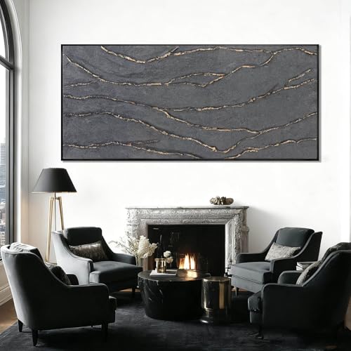 Contemporary Hand Painted Wall Art Line Wall Decor Abstract Canvas Painting 32"x70" Large Canvas Artwork for Living Room Kitchen Bedroom