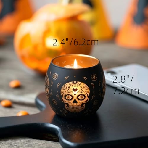 Day of Dead Skull Glass Votive Set (4 Count)