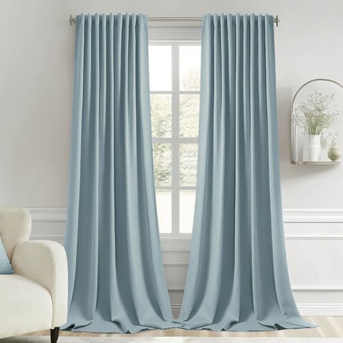 Slate Blue Back Tab Blackout Curtains 52x120 Inch Long 2 Panels Set (2 Count)