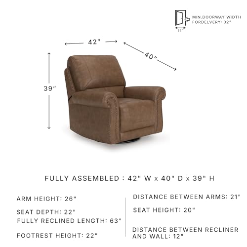 Furniture Faux Leather Swivel Glider Recliner
