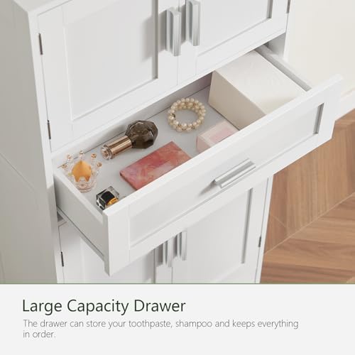 Bathroom Storage Cabinet with Adjustable Shelf & Large Drawer