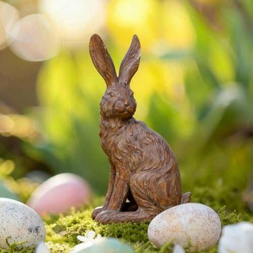 Outdoor Rabbit Garden Statue 12 Inch Brown Bunny Outdoor Decor