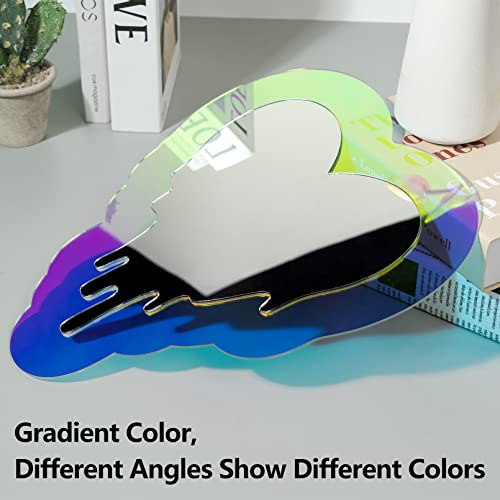 Irregular Wall Mirror Wavy Acrylic Rainbow Mirror Room Decor Aesthetic Mirrors Amorphic Vanity Retro Mirrors for Bedroom Living Room Bathroom Entryway Wall Decor