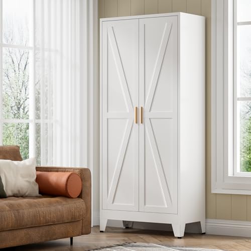 5 Tier Metal Farmhouse Storage cabinets with Doors and Shelves