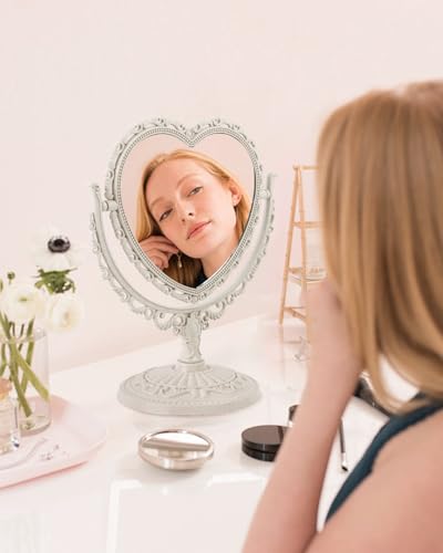 Vintage Heart Mirror for Desk Cute Coquette Room Decor