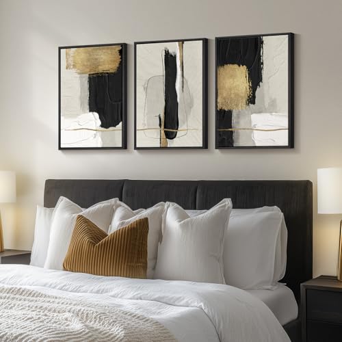 Framed Black and White Abstract Wall Art Set (3 Count)