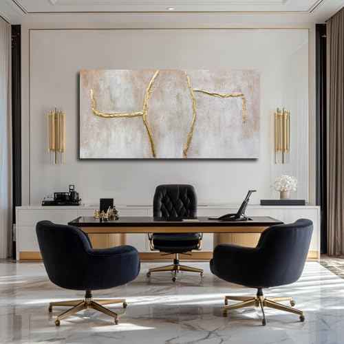 Gold Canvas Wall Art Branch Wall Decor Abstract Pictures Framed Arts Pink Artwork 24"x48"