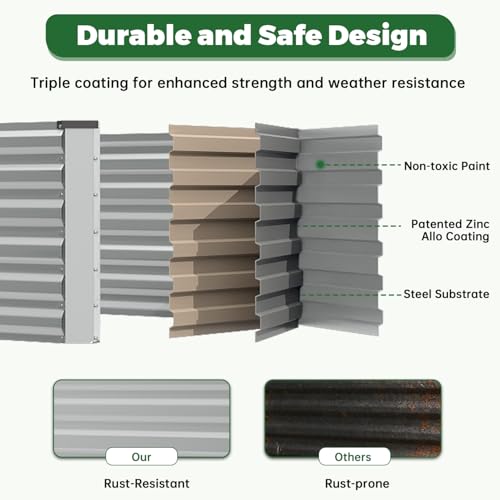 8x4x3ft Outdoor Metal Raised Garden Bed (2 Count)