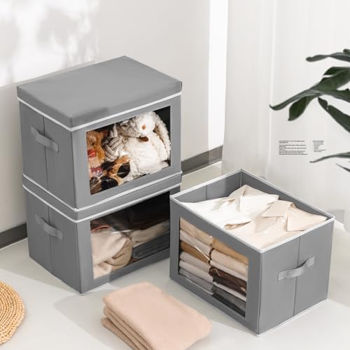 Storage Bins Storage Baskets for Shelves with Window (3 Count)