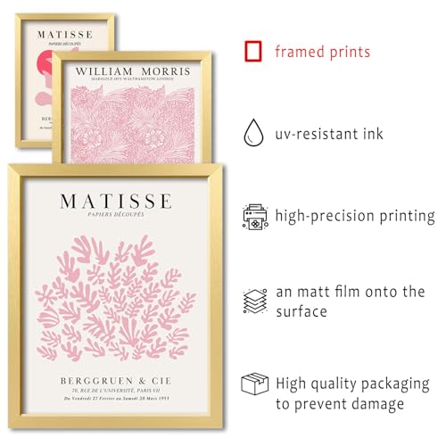 16 PCS Framed Pink Wall Art Decor (16 Count)