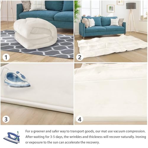 Baby Play Mat for Floor Nursery Rug Muscle Mat Area Rug Playroom Rug 79"x79" Playpen Mat Elastic Foam 1.3" Thick Crawling Mat for Babies