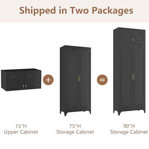 90" Tall Metal Kitchen Pantry Storage Cabinet with Doors and Shelves