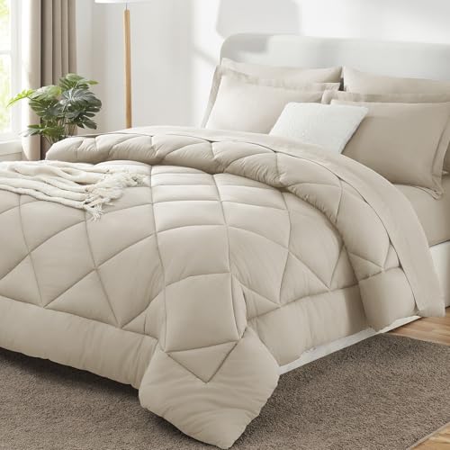 Queen Comforter Set with Sheets Oatmeal