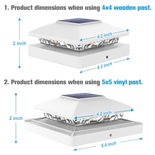 20 Pack White Solar Post Cap Lights Fit 4x4 Fence Deck Post (20 Count)