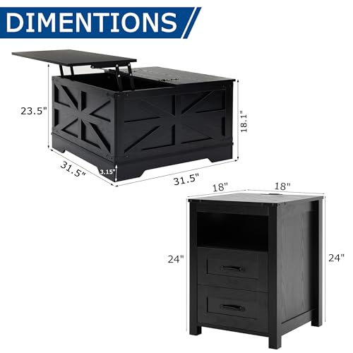 Farmhouse Coffee Table and End Table Sets of 3 (3 Count)