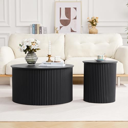 Fluted Round Nesting Coffee Table Set of 2 (2 Count)