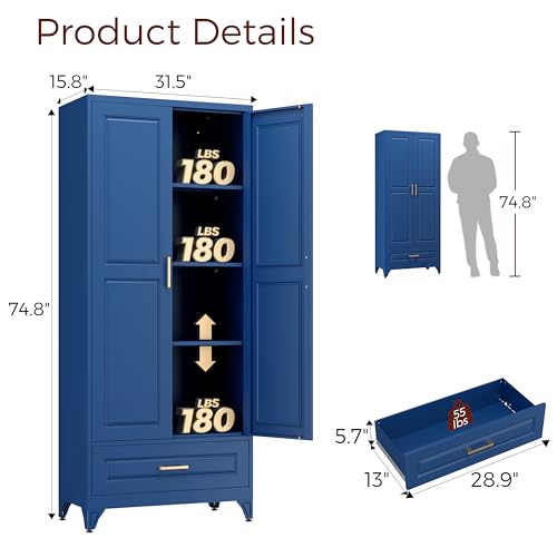 75" Tall Metal Kitchen Pantry Cabinet