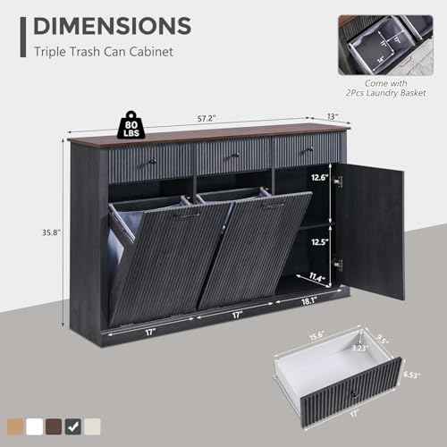 Triple Tilt Out Trash Can Cabinet