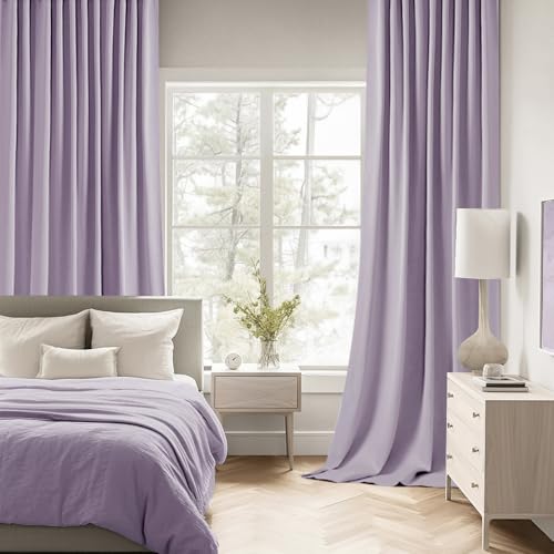 Lilac Back Tab Blackout Curtains 52x63 Inches Long 2 Panels Set (2 Count)