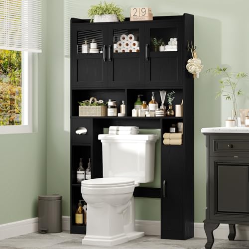 Farmhouse Over The Toilet Cabinet with 3 Acrylic Doors