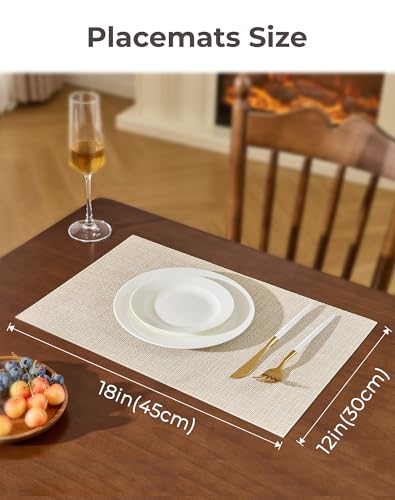 Woven Vinyl Beige Placemats Set of 6 (6 Count)