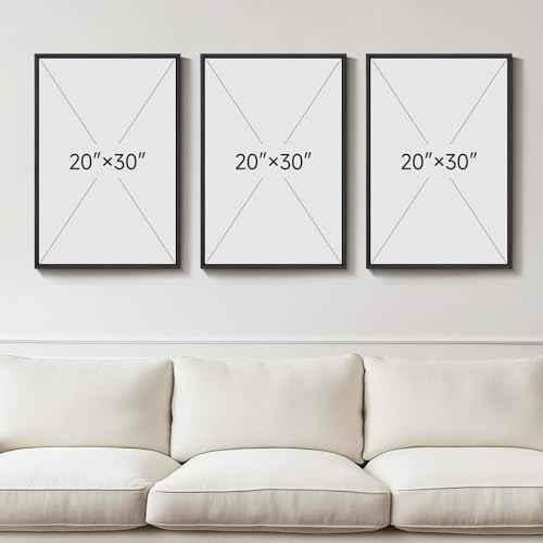 Large Framed Black and White Abstract Wall Art for Living Room (3 Count)