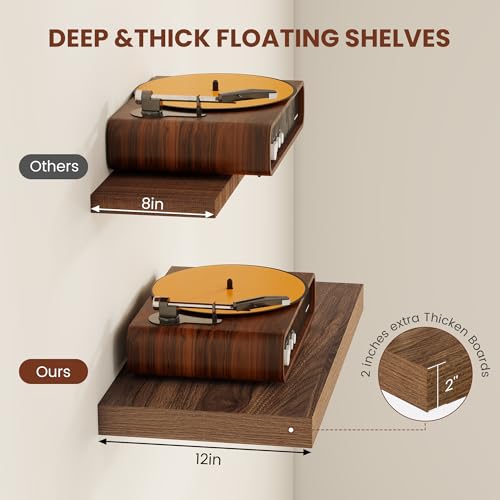 Deep Floating Shelves 55x12” Set of 2 (2 Count)
