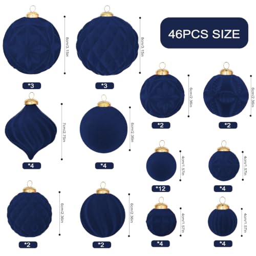 46PCS Velvet Christmas Ball Ornaments Set (46 Count)
