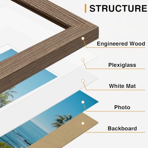8x10 Picture Frames Set of 9 for Wall Mount or Tabletop (9 Count)