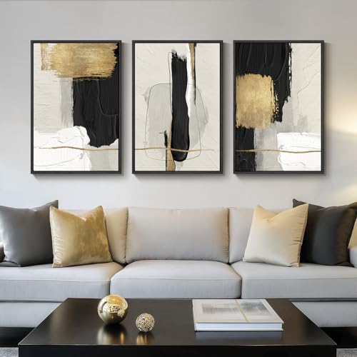 Framed Modern Black and White Abstract Wall Art for Living Room (3 Count)
