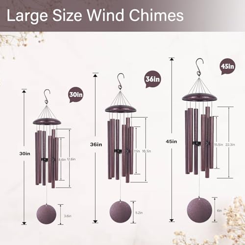 30"/36"/45" Wind Chimes for Memorial Loss Loved One Mom Dad Husband Wife, Personalized Deep Tone Wind Chime for Sympathy Remembrance Bereavement Produced in Texas