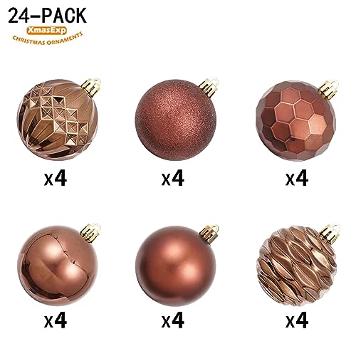 24ct Christmas Ball Ornaments Shatterproof Xmas Tree Hanging Balls Decorations Perfect for Holiday Wedding Christmas Decor (24 Count)