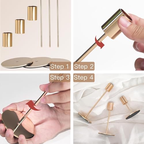 Gold Candlestick Holders Bulk for Taper Candles Decorative Metal Candelabra Candle Holders Fit 0.8 Inch Diameter Candles Gold Taper Candle Stands for Wedding Home Party Table Decor (27 Count)