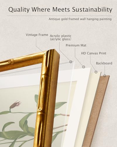 Gold Bamboo Framed Botanical Wall Art