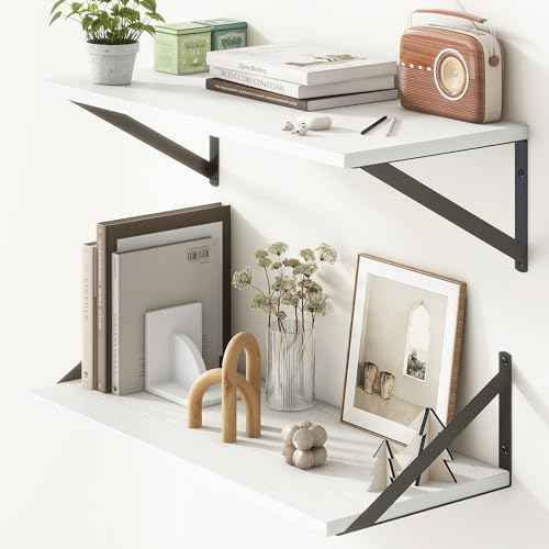 Deep White Floating Shelves for Wall (2 Count)