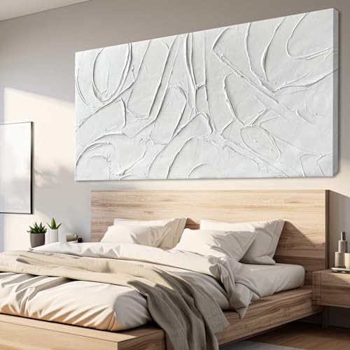 Oil Painting Art Wall Decor Pictures for Living Room Big Wall Artwork White Painting 29"x 58" Modern Abstract Wall Decor Bedroom Office Ready to Hang