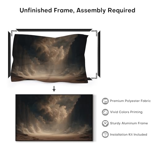 36"x60" Extra Large Framed Wall Art Dramatic Canyon Storm Cloudscape Illustration for Home Living Room Bedroom Decor