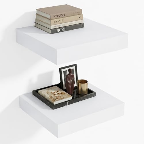 12 x 12 Deep Floating Shelves Wall Mounted Set of 2 White (2 Count)
